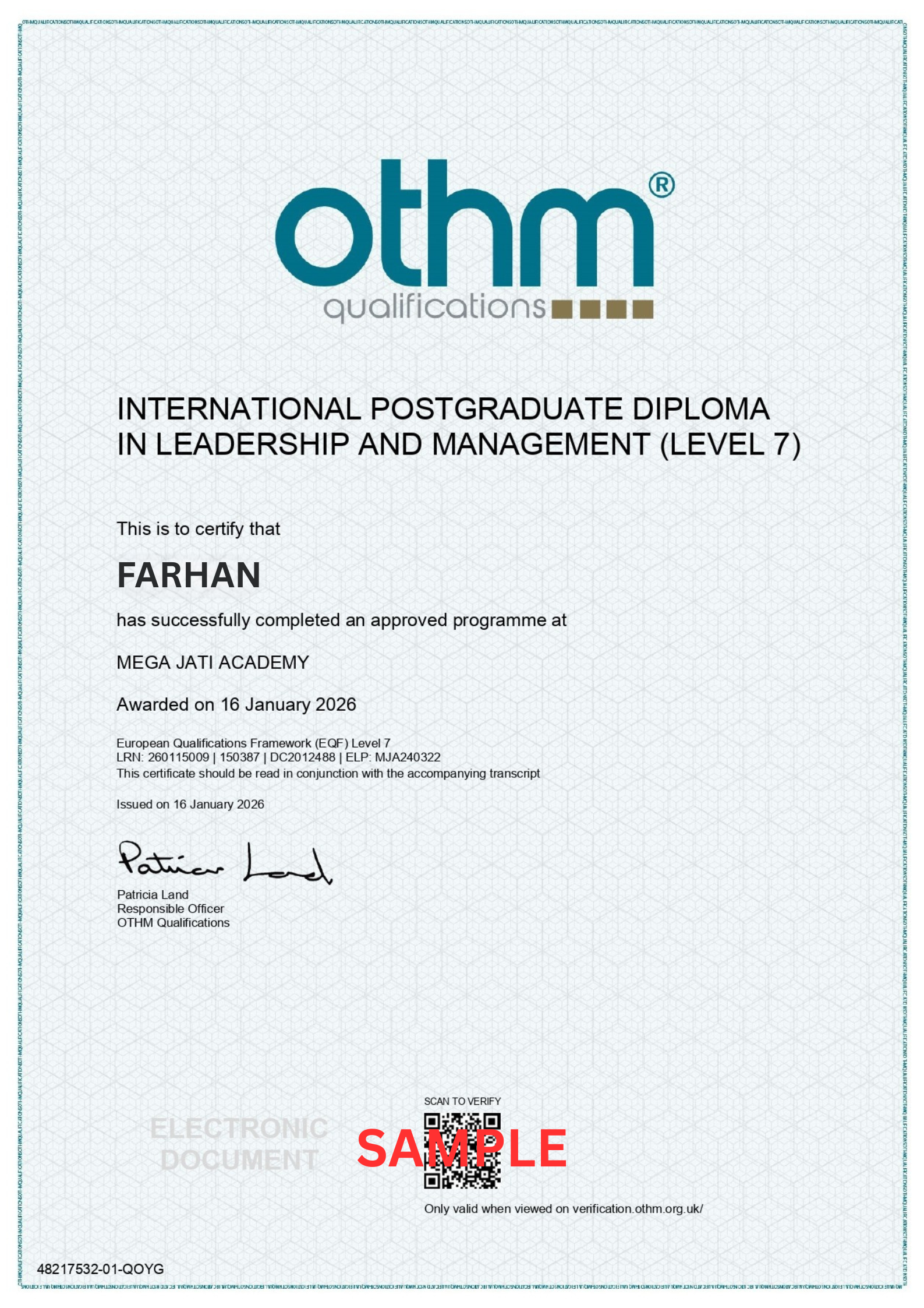 Certificate Sample